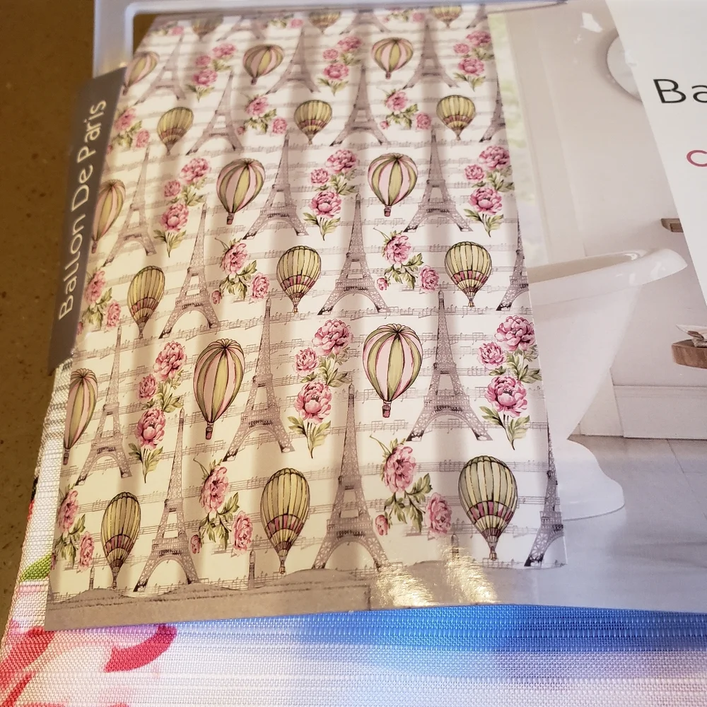 White Paris Themed Shower Curtain